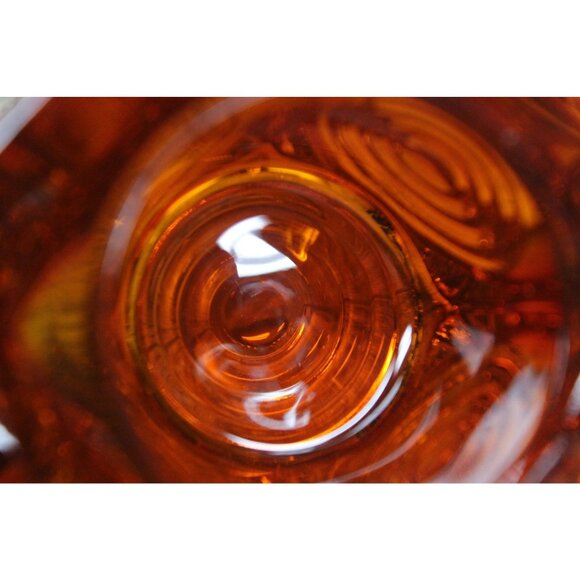 VIKING GLASS Bull’s Eye Candle Holder Orange‎ Persimmon Glimmer MCM Decor - Picture 5 of 12